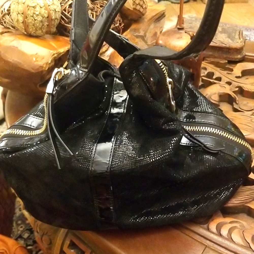 Sandra Robert's genuine leather black hobo bag